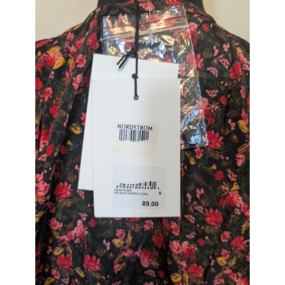 Something Navy Women Top Floral Moody Ruffle Button Down Casual Oversized Small - Picture 13 of 13